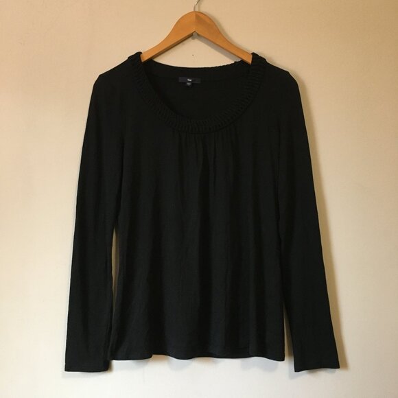 GAP Cotton Modal Long Sleeve Ruched Collar Jersey Top - Picture 14 of 14